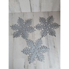 Large silver glitter snowflake ornament Xmas set