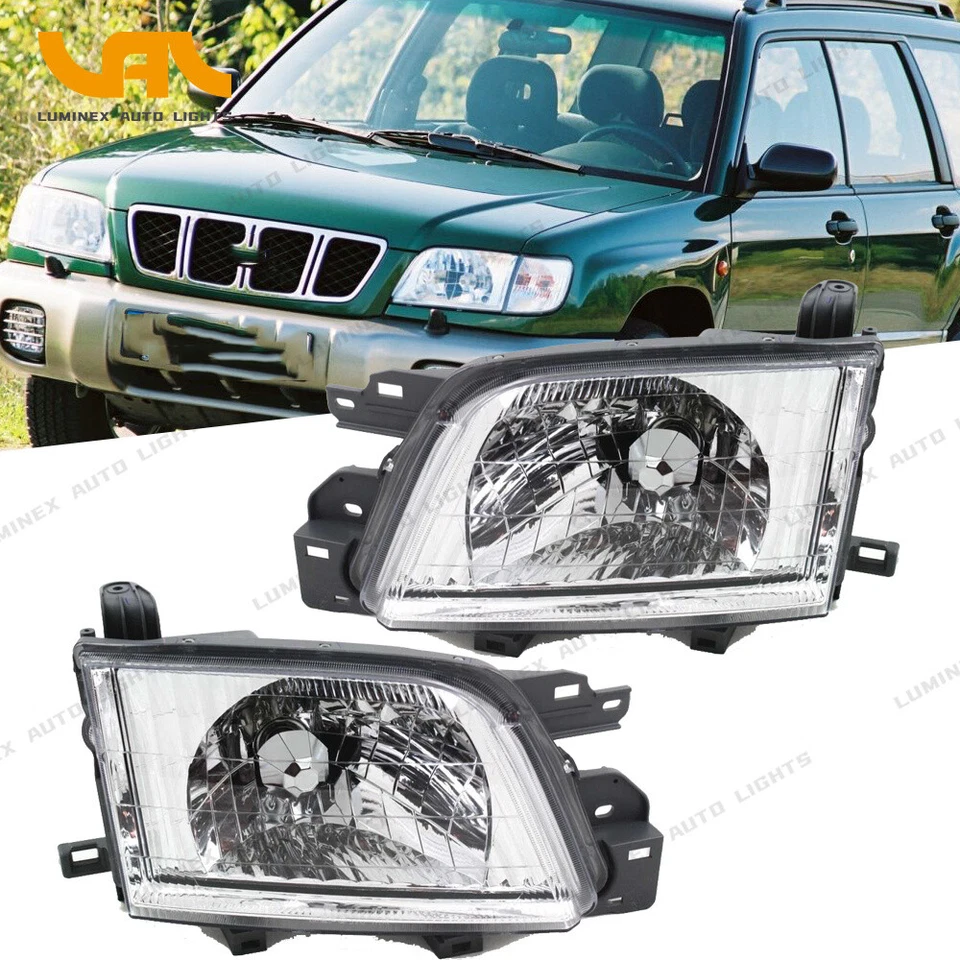 For Subaru Forester Halogen Chrome Headlight 2001-2002 SU2502107 SU2503107 Pair Foto 2 de 4