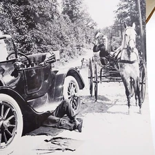 c1900s Car Repair Broken Cute Girl Roadster Horse Carriage 11x14" Photo Print 8S