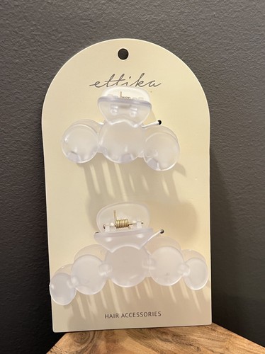 Ettika Hair Clips 2 Pack Frosted Clear Circles New Claw Clips
