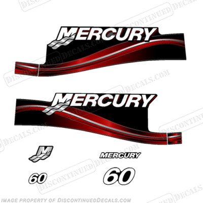 Fits Mercury 60hp 2 Stroke with oil window Decal Kit 2005 - 2009