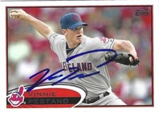 Autographed/Signed 2012 Topps #469 Vinnie Pestano Cleveland Indians Tough Signer