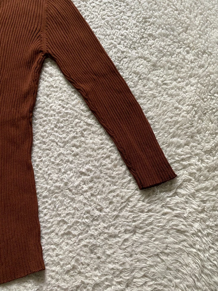 Joseph A. Suéter Pullover Niña Manga Larga Cuello en V con Collar Marrón Talla XL Foto 3 de 4