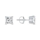 1.25 Ct Princess Created Diamond Earrings Studs Real 950 Platinum Basket Screw