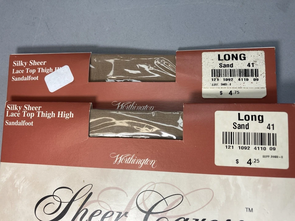 (2) Pantimedias de colección Worthington pura caricia largas sedosas transparentes arena 41 hasta el muslo Foto 2 de 4