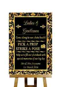 Pretty Chalkboard Style Pick A Prop For Photobooth Personalised Wedding Sign