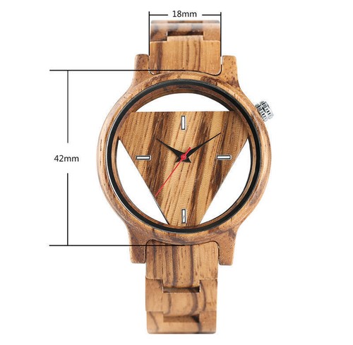 Men's Unique Watch Triangle Case Wooden Quartz Wristwatch Adjustable Strap reloj - Picture 7 of 8