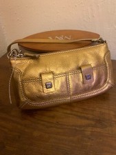 NWT Vintage Michael Kors Gold Leather Clutch Wristlet Wallet Handbag Purse
