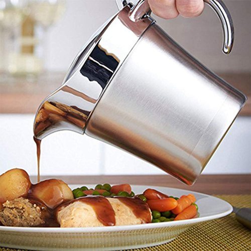 Double Insulated Gravy Boat - Stainless Steel Sauce Jug with Hinged Lid Hinged L - Picture 3 of 8