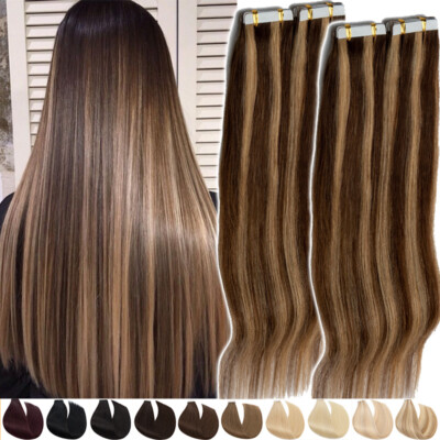 Balayage Tape In 100% Remy Human Hair Extensions Skin Weft 100g Real Thick 40pcs