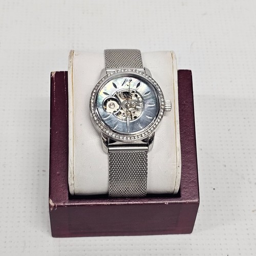 Stuhrling Delphi 856 Automatik 34mm Skelett SS Oilslick Face Damenuhr 6" - Bild 2 von 15