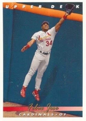 #156 ST. LOUIS CARDINALS # FELIX JOSE # CARD BASEBALL UPPER DECK 1993 - Photo 1/2