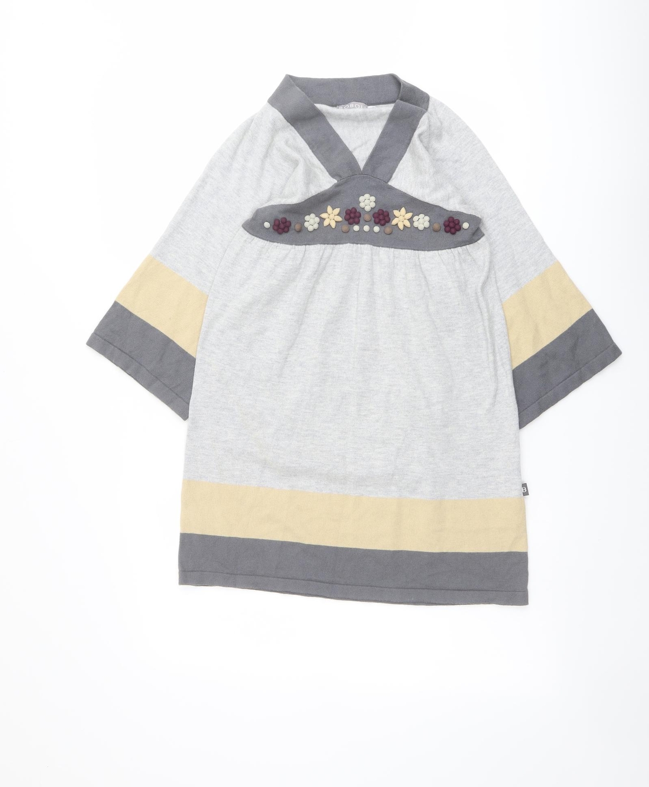 BÓBOLI Niñas Rojo Rayas Algodón Jersey Vestido Talla 12 Años Cuello en V Pullover