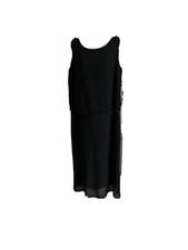 Betsy Lauren Holiday gown shift corset Black embellish silver beaded 14W