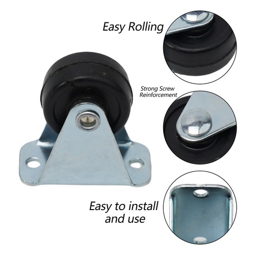 Dependable 1 Inch Rubber Caster Wheels 4 Pack for Furniture and Shelves - Picture 5 of 12