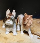 Lot 2 Vintage Bone China Miniatures-Collie /Terrier Dog Figurines Made In Japan