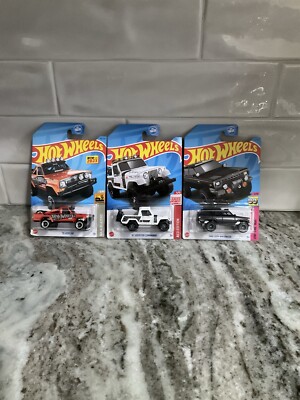 Hot Wheels Mixed Lot Of 3 Jeep J10 Jeepster Commando Red Edition Wagoneer