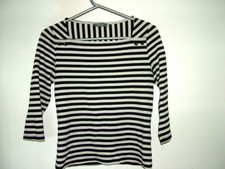 Black White Striped Top 10 Principles, square neck, 3/4 sleeves, classic chic vg