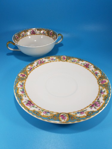Antiguo juego de tazón y platillo sopa crema Bawo & Dotter Elite Works Limoges Francia - Imagen 5 de 11