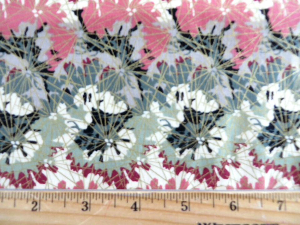1 YD x 44" Cotton Quilt Fabric - Multi-Color Gold Metallic Floral - Image 3 of 4
