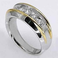 2Ct Round Cut Real Moissanite Wedding Mens Ba...