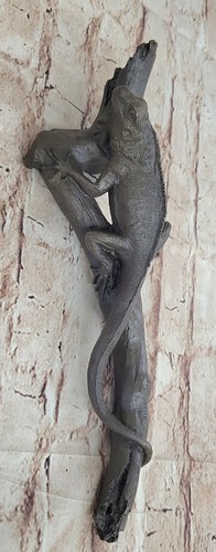Bronze Iguana auf Baum Zweig Skulptur Handgemacht Klassisch Reptil Grafik Statue - Bild 4 von 10