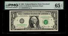 Low Serial Number 95 Fancy Serial Number One Dollar Bill PMG D00000095B