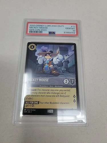 2023 Disney Lorcana En P1 Gen Con Mickey Mouse Musketeer Promo Card PSA 10 G2U