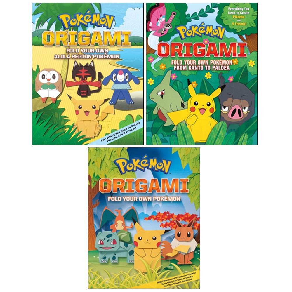 Pokemon Origami Fold Your Own Pokemon 3 Activity Books Set Kanto to Paldea - Image 3