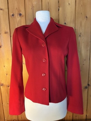 Louben Wool Cashmere Womens Size 4 Red Blazer Jacket