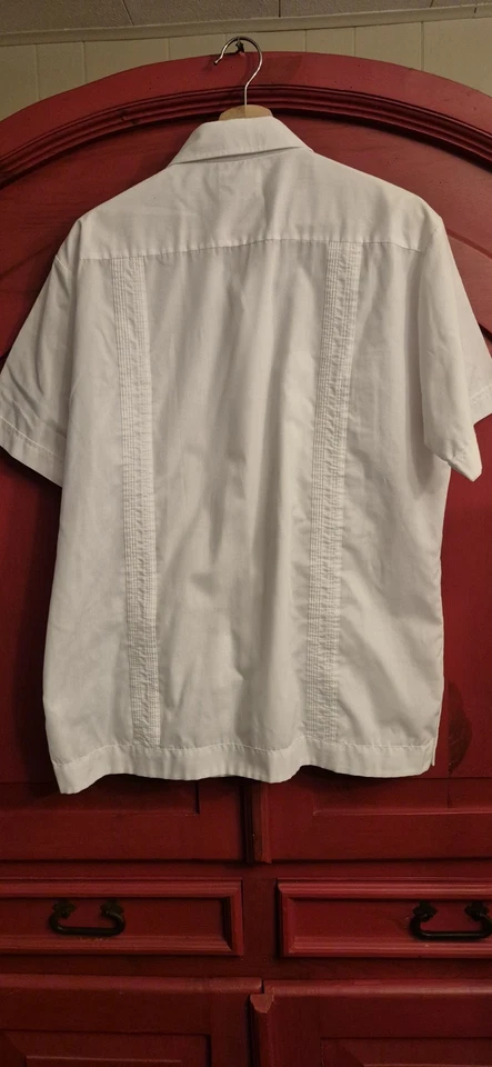 Camisa De Colección L Guyabera Romani Ligera Blanca 4 Bolsillos Bordada Encaje Foto 4 de 4