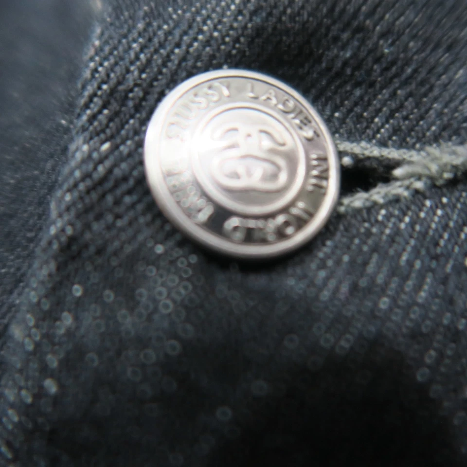 Stussy куртка женщин средний черный джинсовой ткани с капюшоном пуговицы Streetwear водитель грузовика - Изображение 3 из 4