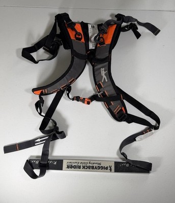 Piggyback Rider Standing Child Carrier w/ Harness Orange Grey Black - 50 lb Max