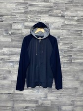 Felpa con cappuccio zip BOGGI MILANO uomo relaxed fit blu misto lana poliestere tessuto taglia L