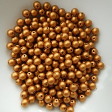 4mm Druk Rounds 100 beads Matte Metallic Brass Gold Czech Glass