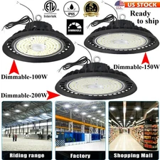LED UFO High Bay Lighting Fixtures 100W 150W 200W Dimmable Commercial LED Lights