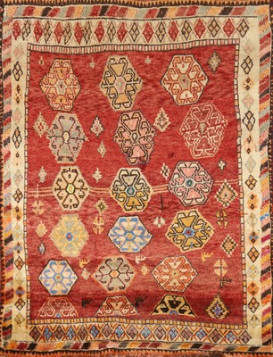 Vintage Tribal Geometric Rust Wool Rug Hand-made Traditional Nomad Carpet 4x5