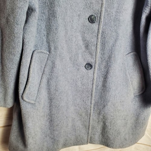 London Nebel grau Wollmischung Button Down Mantel Jacke mit Taschen Größe 16 - Bild 3 von 10