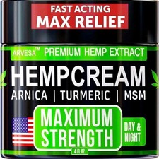 Hemp Cream for Joint, Muscle, Back Pain Relief with MSM, Turmeric, Aloe