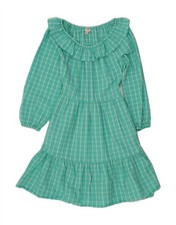 J. CREW Womens 3/4 Sleeve Swing Dress US 00 2XS Turquoise Check CW55