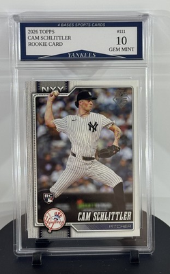 #ad 2026 Topps Cam Schlittler New York Yankees Rookie Card #111 Gem Mint 10 $22.49