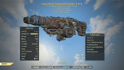 FALLOUT 76 [PC] CRYOLATOR FURIOUS RAPID V.A.T.S. OPTIMIZED +PIN-POINTER'S OP GUN