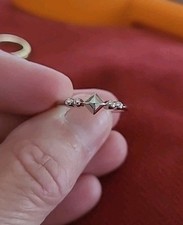 Sterling Silver 925 Square and Bead Stacking Ring Size 7.25