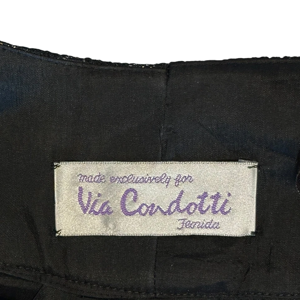 Falda de cóctel vintage Via Condotti italiana metálica brocado mediana negra plateada Foto 2 de 4