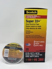Scotch 3M Super 33+  Vinyl Electrical Tape 06133 I 10 Rolls I 3/4"X 52FT X0.007"