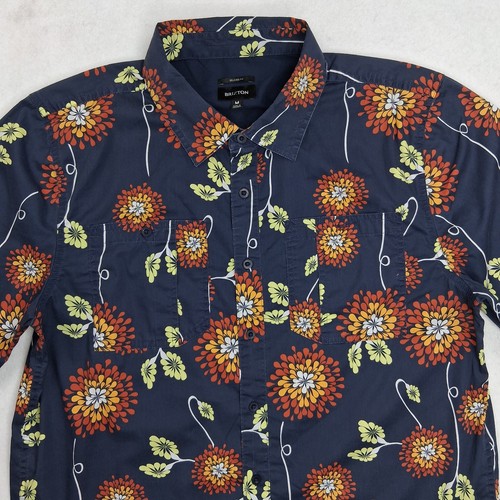 Brixton Hawaiian Shirt Lot Mens Large Charter Tropical Vacation Beach Blue & Tan - Picture 19 of 24