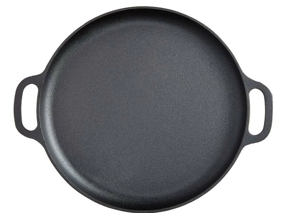 14 Inch Cast Iron Pizza Pan Skillet Cooking Baking Grilling High Quality