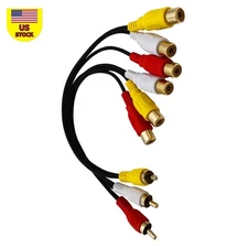 3 RCA Male Jack to 6 RCA Female Audio Video Av Adapter Cable For DVD CD Player T