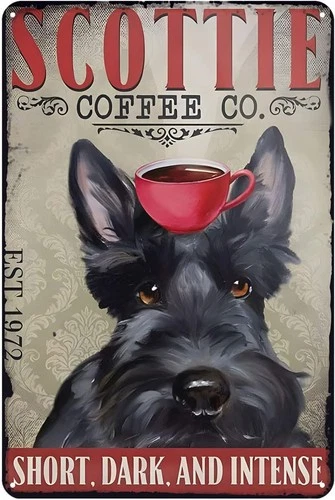 Scottish Terrier Dog Coffee Company Tin Metal Signs Rustic Decoration Vintage