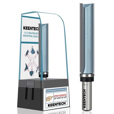 KEENTECH Flush Trim Router Bit, 1/2'' Shank x 3/4'' 3/4''(Dia.) x 3-1/2''(Depth)